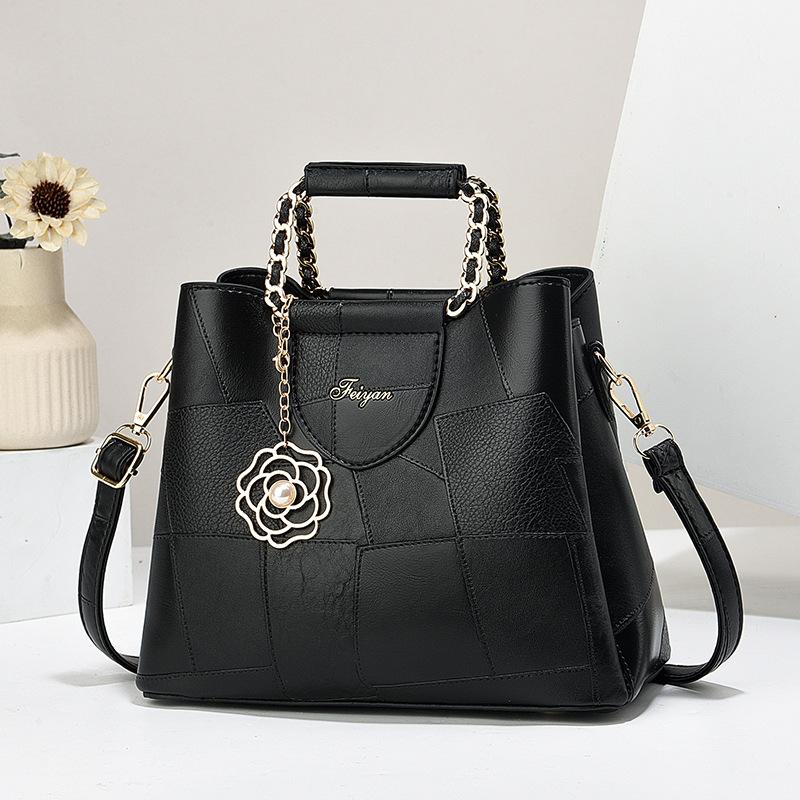 

Handbag Collection Splicing Shoulder Bag Fashion Crossbody Bag Large Capacity Mom Bag 24*12*21 чёрный