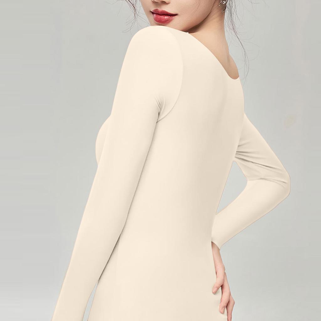 Women's Solid Color Seamless Long Sleeved Thermal Underwear Top