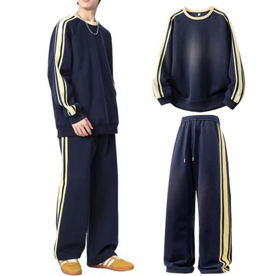 Kayiyasu Sweatsuit Tracksuit Top and Running Solid Loose Men's Set, Bottoms, Loungewear, Skin-Friendly, Wear, Sportswear, Color, Casual, Fit, Unisex,