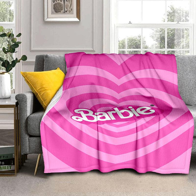 1pc Barbie Heart Pattern Cartoon Blanket,Portable Throw for Travel & Camping, All Season Cozy Blanket,Ideal Gift