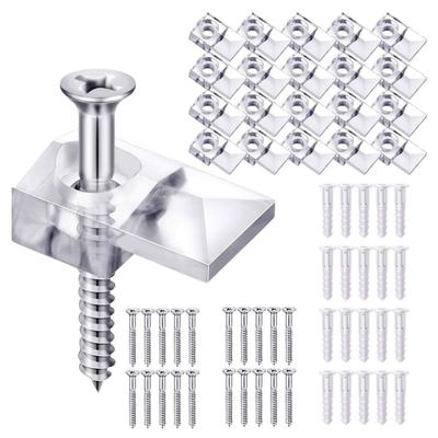20/40Piece Plastic Mirror Mounting Clips Clear Mirror Hangers Holder for Wall