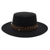 Hepburn Top Hat Female French Literary Sunshade Felt Hat Leopard Print Jazz Hat Small Fragrant Pearl Woolen Hat