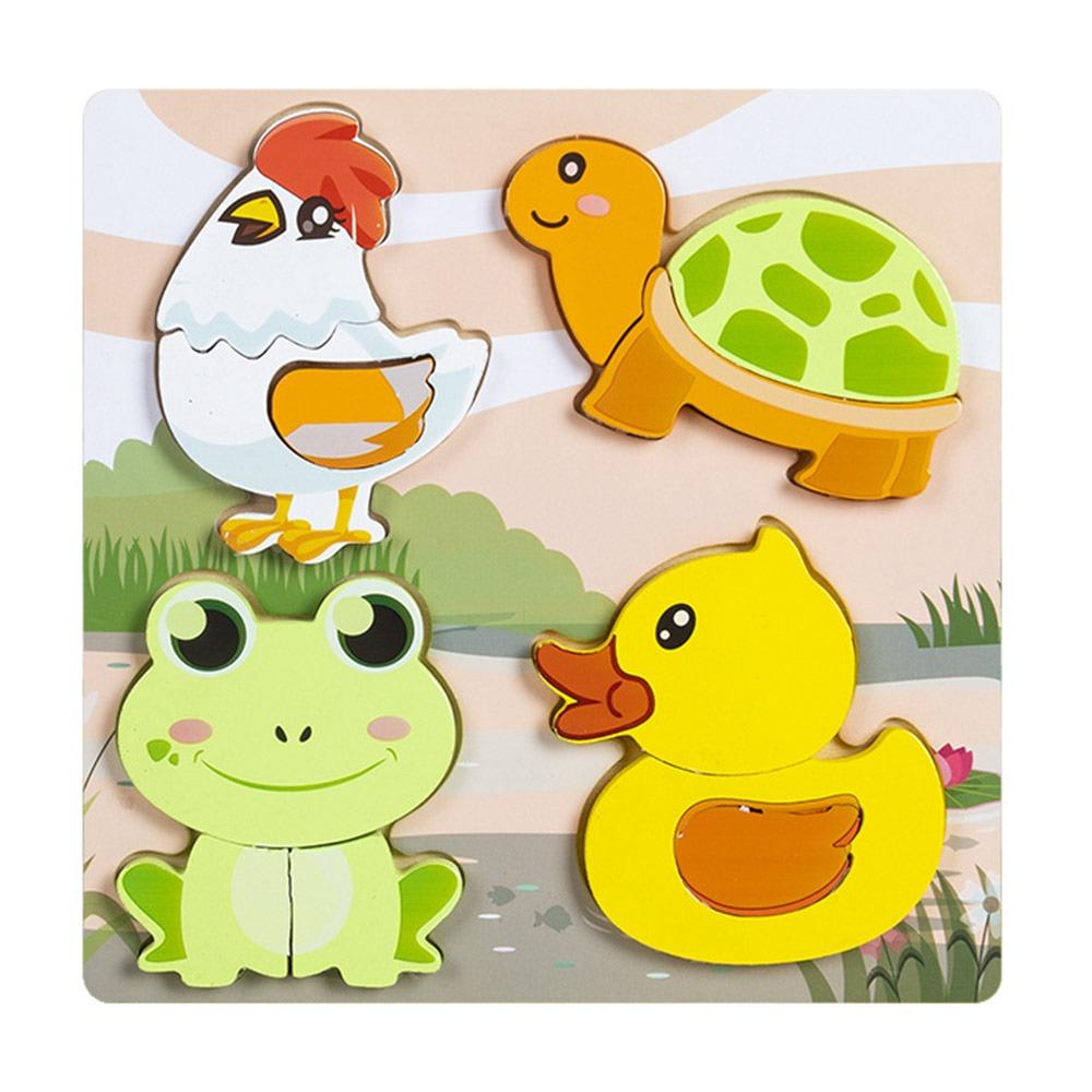 New Multicolor Wooden 3D Puzzle Fruits Dinosaur Hand-eye Coordination Early Education Puzzle Cartoon Animal Animals Jigsaw