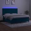 Box Spring Bed with Mattress & LED Dark Blue 160x200 cm Velvet