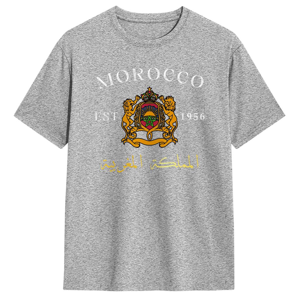 Kingdom of Morocco Est 1956 T Shirt for Unisex Cotton Casual TShirt Round Neck Tees Short Sleeve Tops Graphic Printed