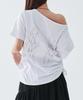 ESCAPEFROM [Escf X Hot Today] Cross Angel Print Side Shirring Detail Loose Fit One-Shoulder Short Sleeve T-Shirt White
