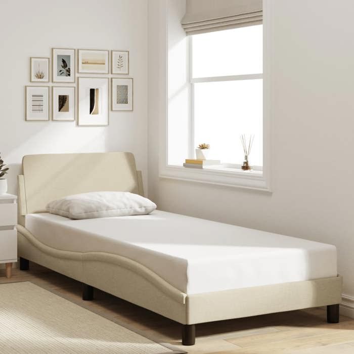 VidaXL Bed Frames with Headboard, Upholstered Bed with Slatted Base, Single Bed with Footboard, Adult Bedroom Bed, 373110
