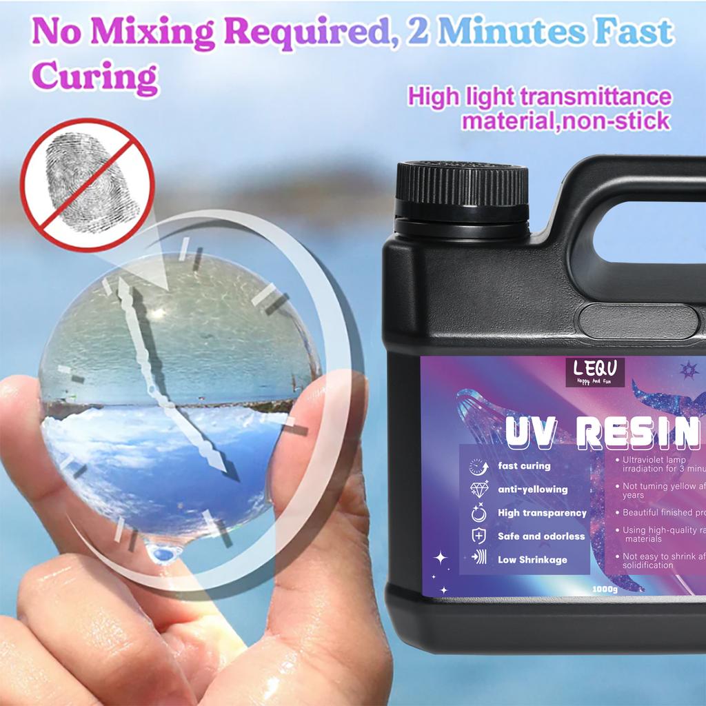 Velkoobchodní UV pryskyřice Křišťálově čirá Velká UV vytvrzující Epoxidová pryskyřice Tvrdá sada Předmíchaná pryskyřice UV Transparentní Solárně aktivované lepidlo na šperky