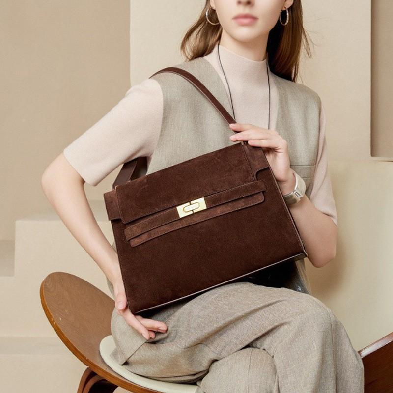 New Mailard Shoulder Bag Retro Commuting Tote Flip Leather Light Luxury Underarm High-quality Women