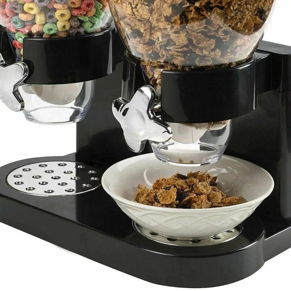 Dual Control Dry Food Dispenser Twin Cylinder Jars Food Storage Dispenser Creative Oat Barrel