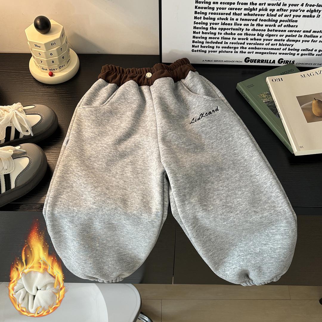 

Girls Trendy Autumn & Winter Cotton Sweatpants with Plus Velvet 160cm