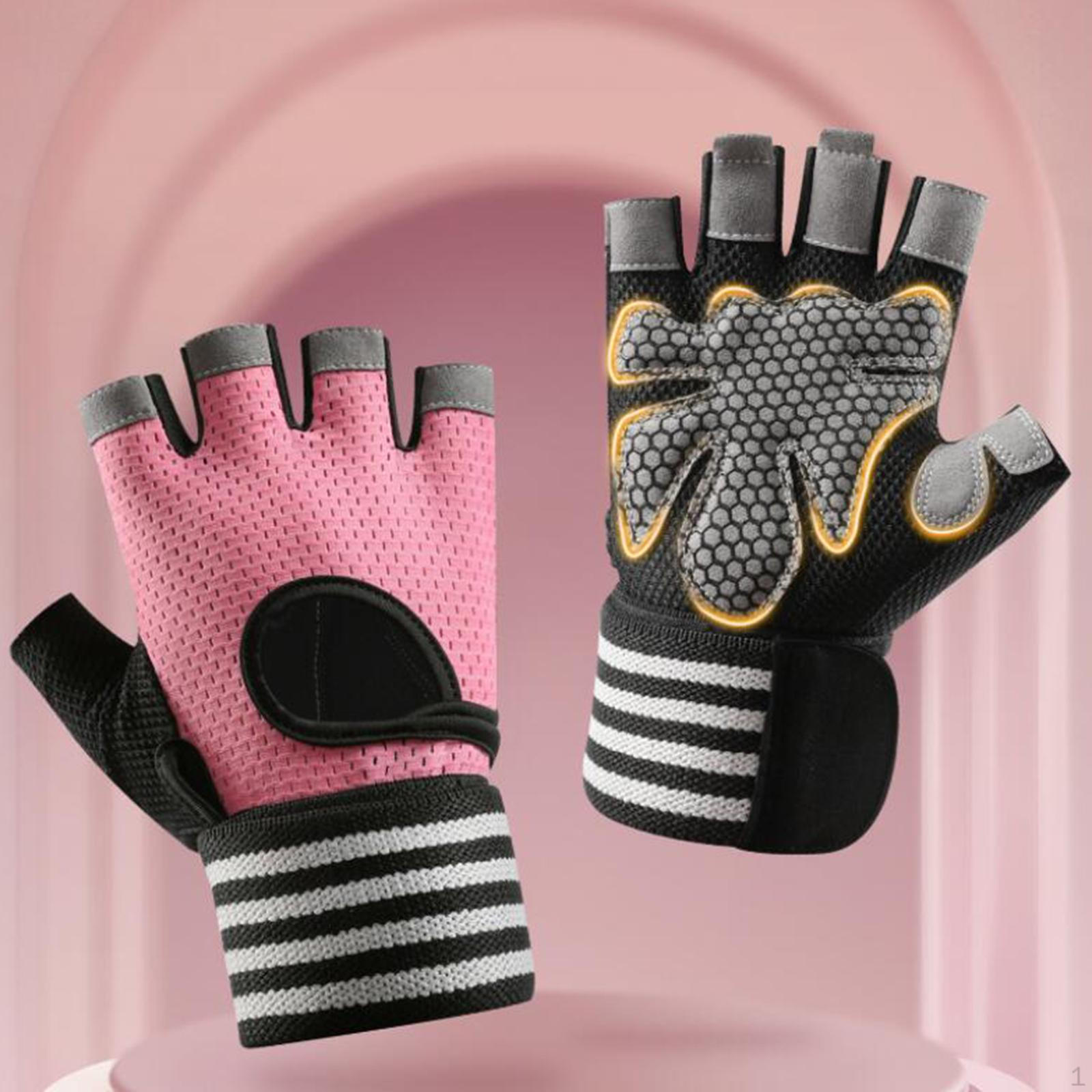 

Training Gloves, Hand Protection, Elastic, Non-slip, Comfortable, Half-finger Gloves for Indoor And XL розовый