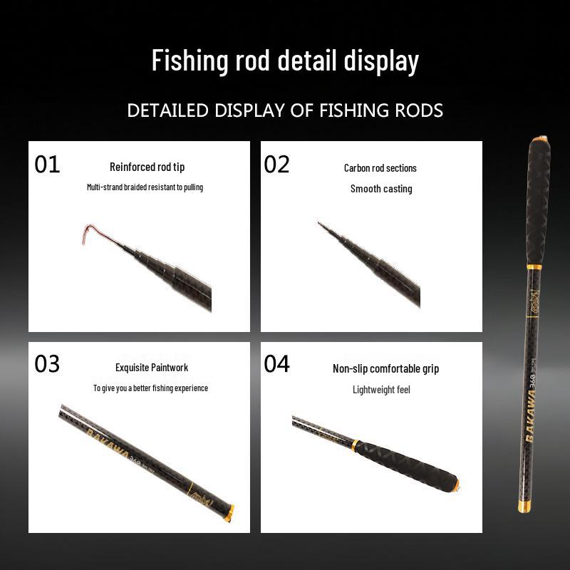 Carbon Hand 28 Stream Rute - 43CM Super Hart, Einziehbar, Kurze Sektion Angelrute