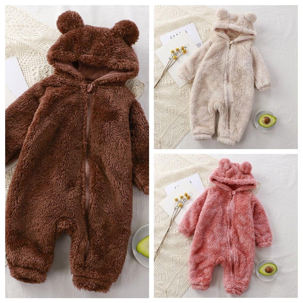 Thick Warm Infant Jumpsuits Bear Shape Newborn Pajamas Keep Warm Baby Rompers 3-9 Months