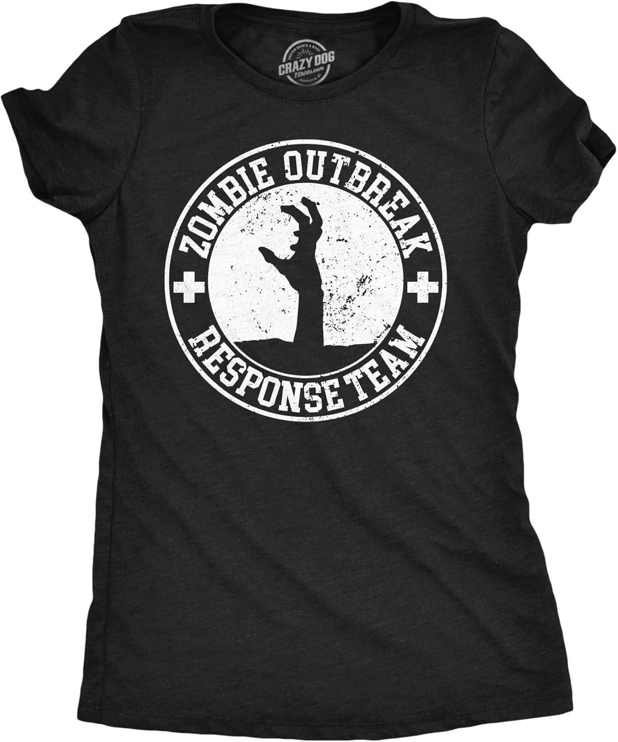 Womens Funny T Shirts Zombie Outbreak Response Team Sarcastic Graphic Tee for Ladies S
