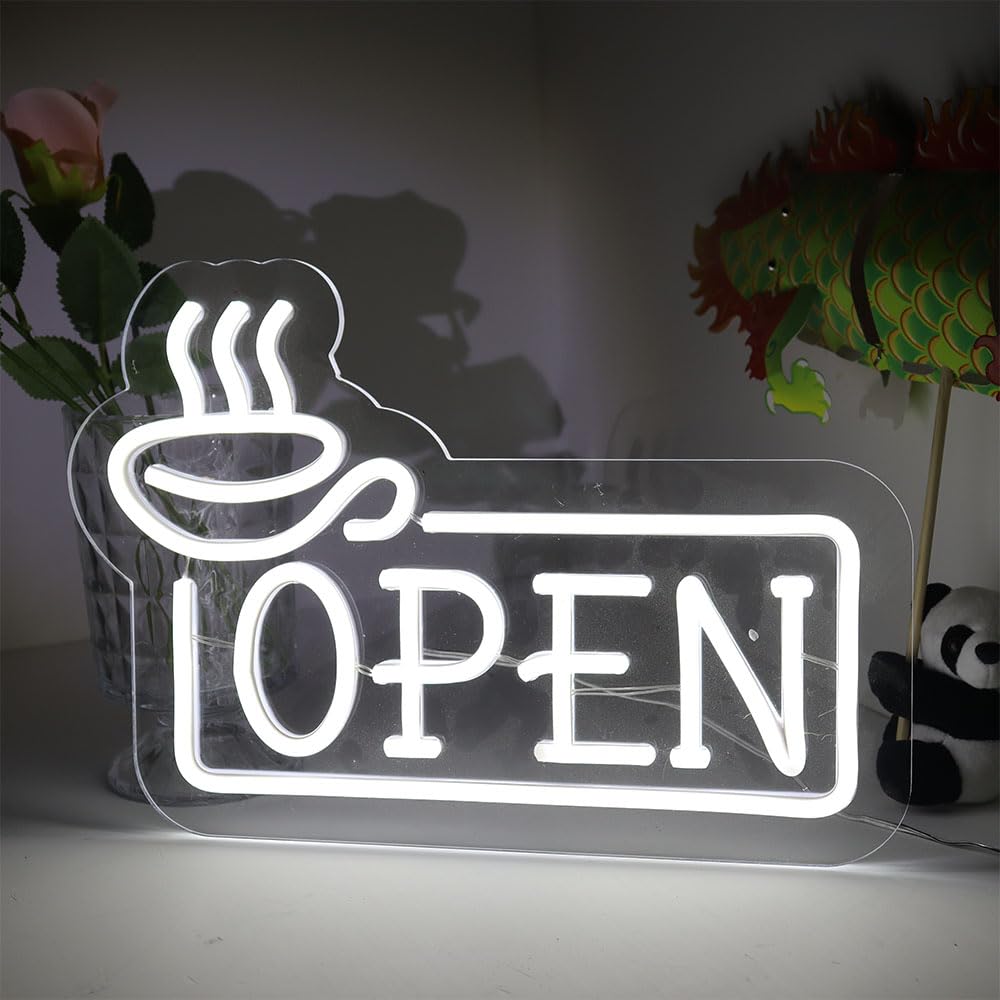 Coffee OPEN Neon Sign LED Light Coffees Bar Decor USB Powered Adjustable Brightness Coffee Station Coffee Lovers Birthday Gift