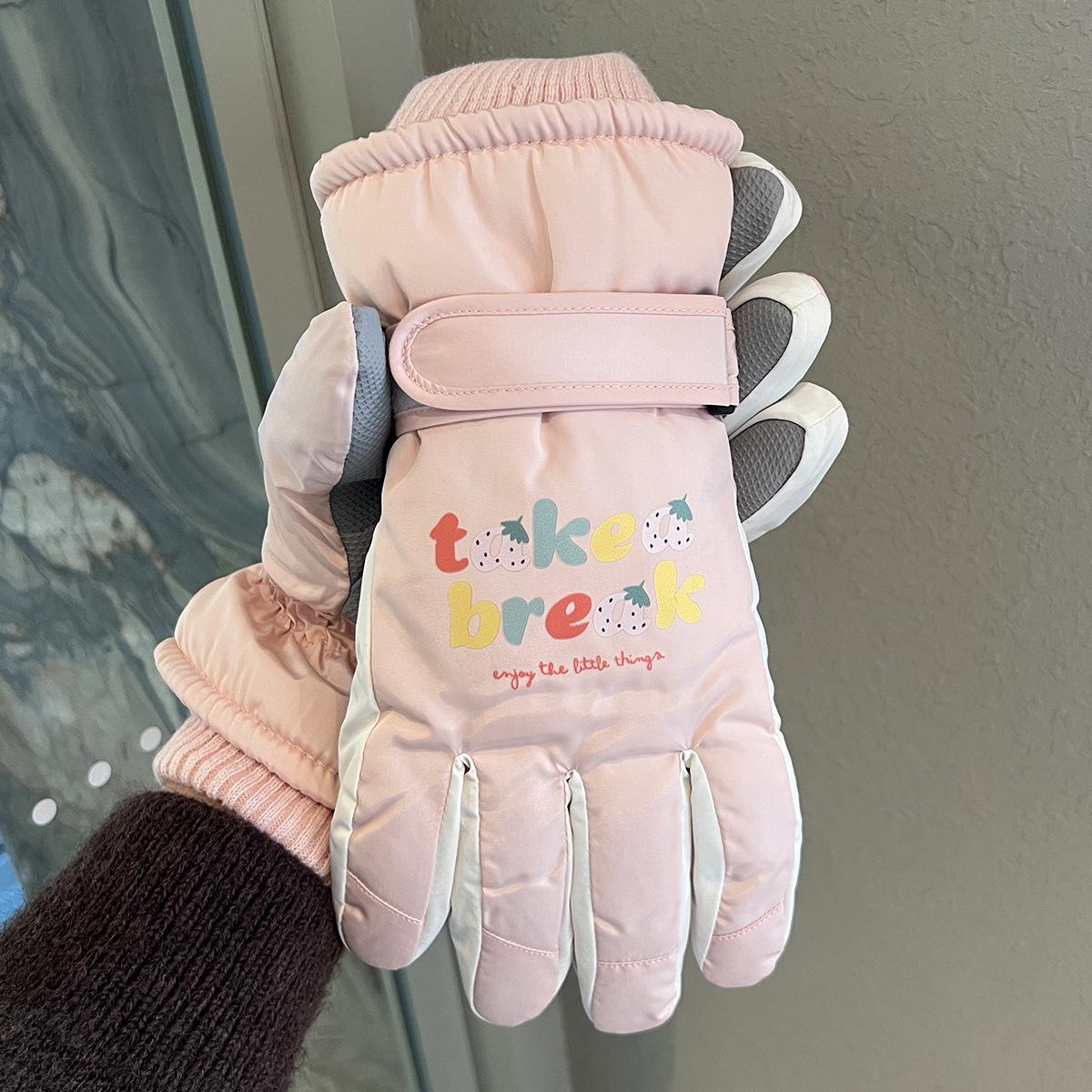 WoWinter Velvet Thickened Warm Cycling Battery Car Five Finger Touch Screen Cold Proof Cotton Gloves