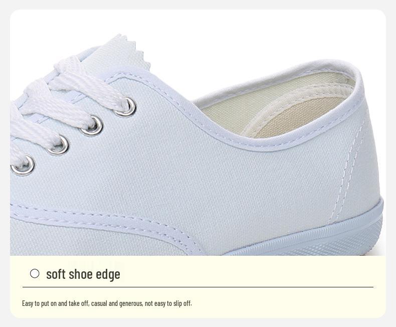 Lutai Unisex White Canvas Lace-Up Casual Gym & Work Shoes