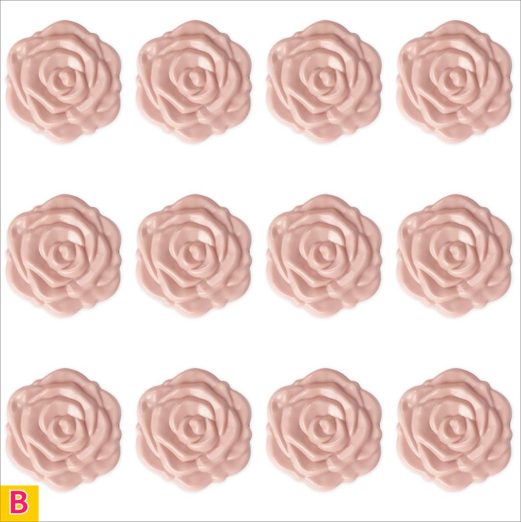 12pcs Pink Rose Compact Pocket Mirrors 3D Floral Compact Small Mirror Plastic Frame Folding Double-Sided Handheld Makeup Mirrors