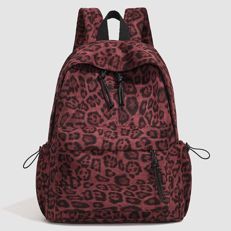 Europejsko-Amerykański Plecak Retro z Panterką - Modna Torba Szkolna i Podróżna