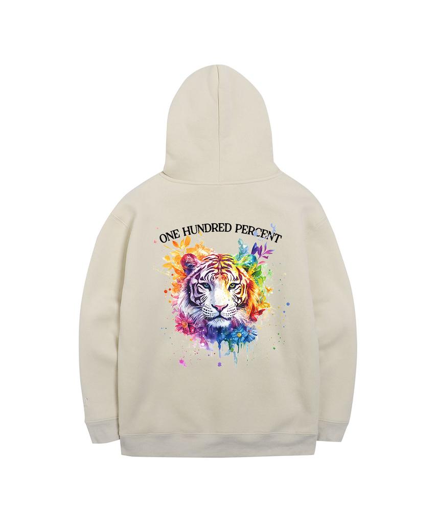 Ohpxharmonia B Colorful Tiger Fleece-Lined Hoodie