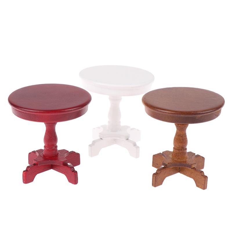1/12 Dollhouse Garden/Room Decor Wooden Miniature Round Coffee Table Kids Toys