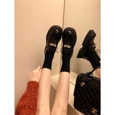 Nuevas Ventas Estilo Británico con Cordones Zapatos Individuales Tacón Grueso Plataforma Muffin Mocasín Zapatos Pequeños de Cuero Femeninos Primavera