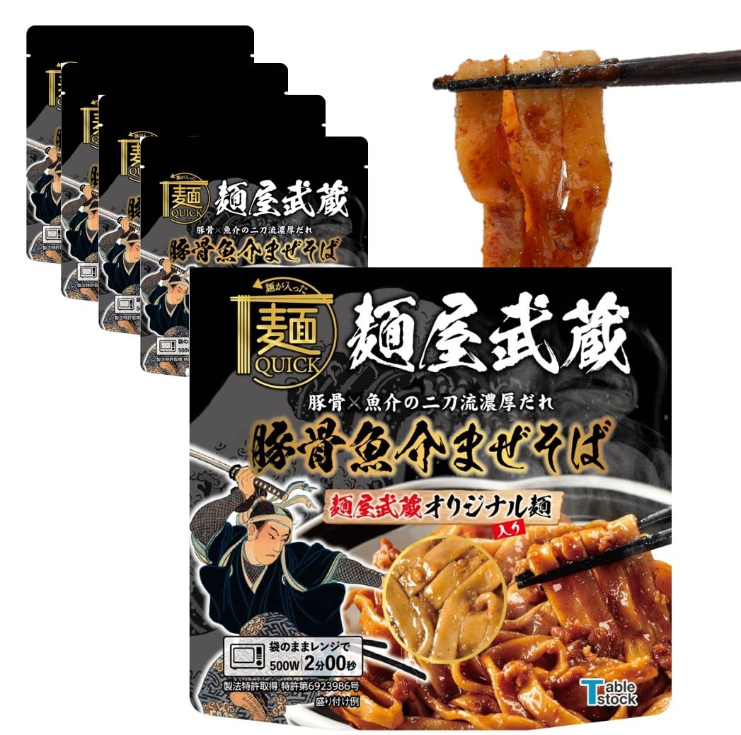 

Лапша Tablestock QUICK 5-pack - Просто разогрейте в микроволновке! (Menya Musashi Тонкоцу Морепродукты Мазесоба 5 штук B)