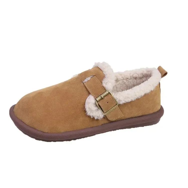 2024newWinter Warm Furry Slippers For Women Indoor Soft Plush House Slippers With Adjustable Buckle Ladies Cozy Fuzzy Flat Shoes