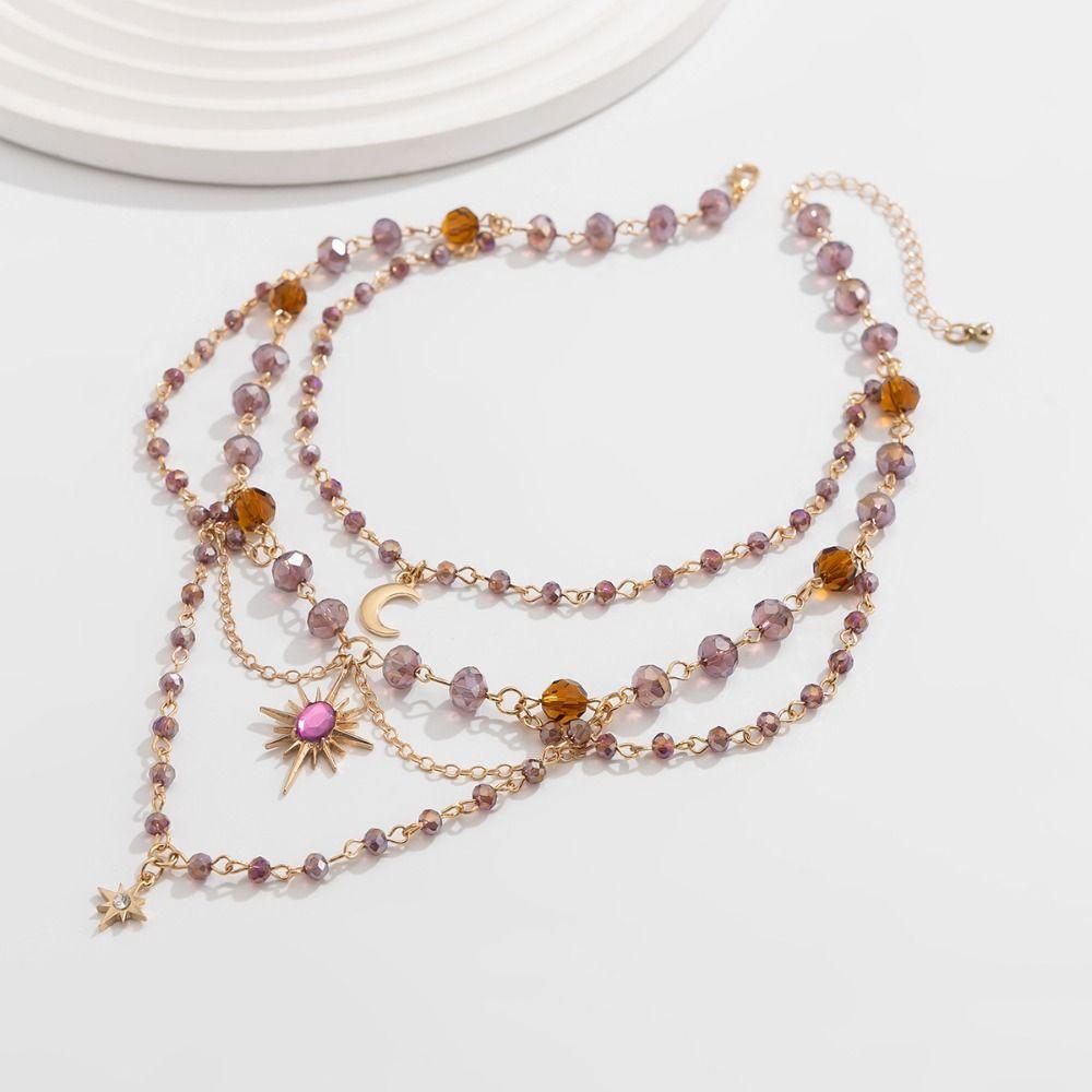 Star Moon Tassel Pendant Choker Multilayer Women's Jewelry  Photography Props