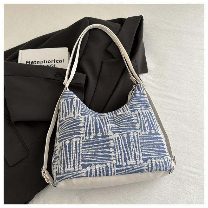 New Striped Underarm Shoulder Bag Large Capacity Commuter Handbag Multi-purpose Versatile Backpack