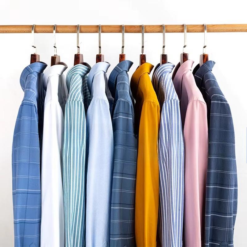 Fashion 100%cotton Casual long-sleeve Shirts for men oxford striped plaid tops slim fit formal shirt white black office clothes