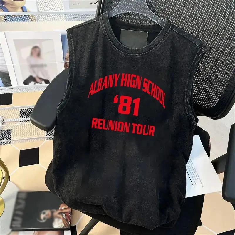 

Cotton Washed Sleeveless T-shirt Men s Summer Tide Brand American Loose Vest Sports and Leisure Vest 3XL