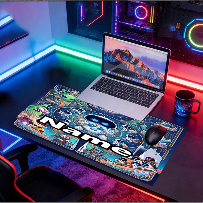 Mousepad Personalizat cu Nume și Model Cosmic Bot Crew, Covoraș pentru Birou Laptop PC, Covoraș Decorativ pentru Birou Acasă, Pad Tastatură Cadou