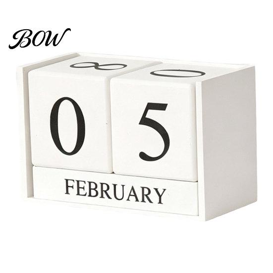 Durable Iron Art Calendar Metal Bird Perpetual Desk Calendar, Frame Desktop Office Accessory with Rotating Flip Month Date Display for Home