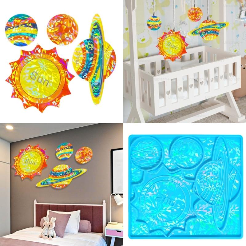 DIY Solar System Coaster Silicone Mould Holographic Epoxy Resin Mold DIY Ornaments Mold Handmade Crafts Tool Easy Clean