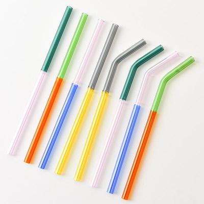 Cannucce colorate in vetro borosilicato ad alta resistenza, curve rotonde, dritte, per bere il succo