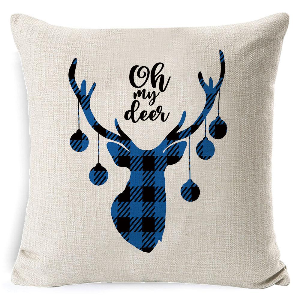 Christmas Pillowcase, Home Bedside Cushion, Linen Short Plush Printed Halloween Sofa Pillow