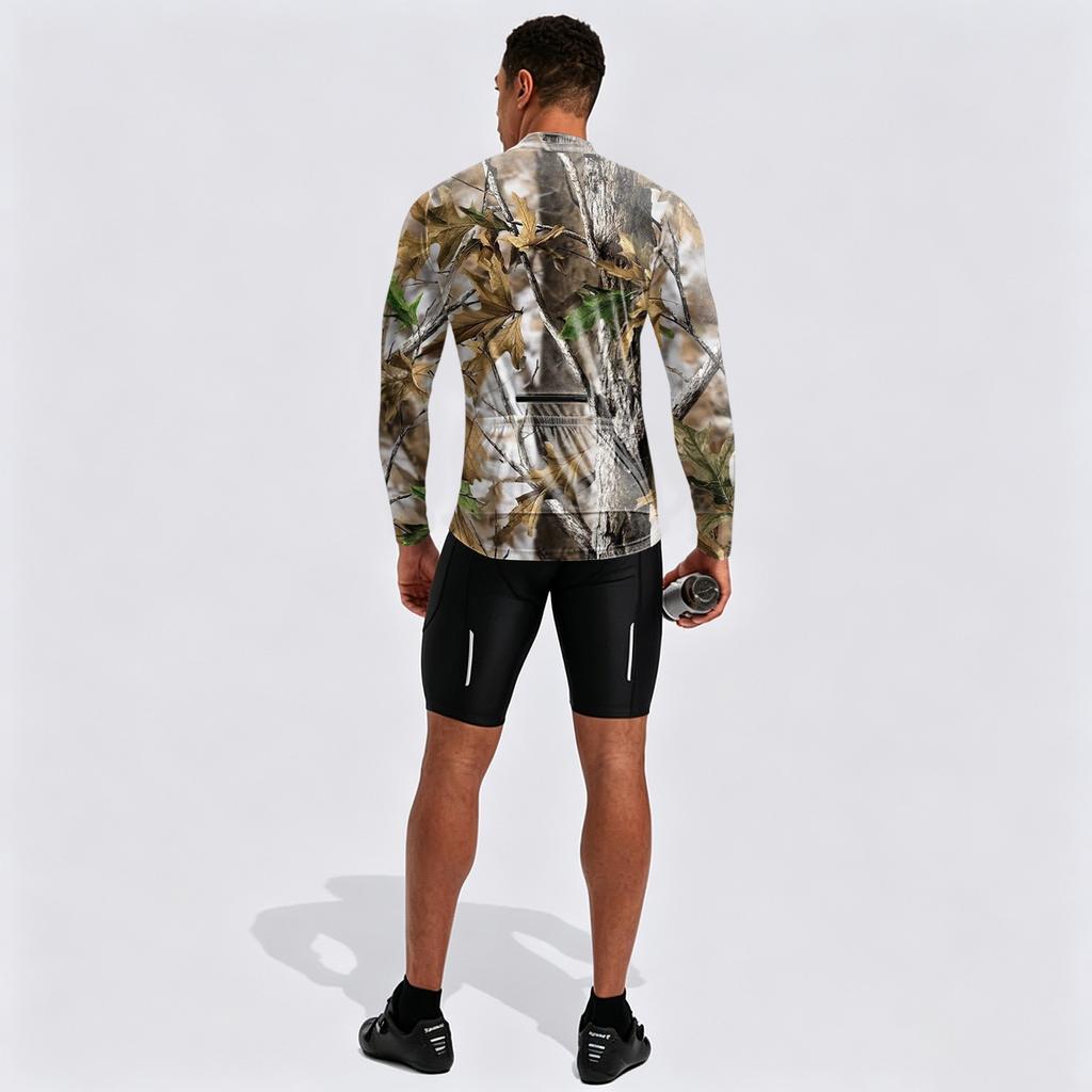 Herren Langarm-Radtrikot mit Print Reißverschluss Atmungsaktiv Schnelltrocknend