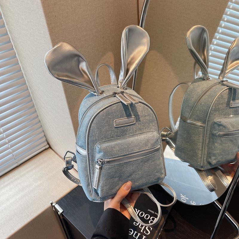 

Джинсовый рюкзак женский повседневный нишевый дизайн мультяшный студенческий класс школьный рюкзак милый рюкзак высокой ценности небесно-голубой