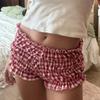 Women's Shorts, Casual Plaid Shorts, Fashionable Ruffle-edged Sexy Low-rise Shorts