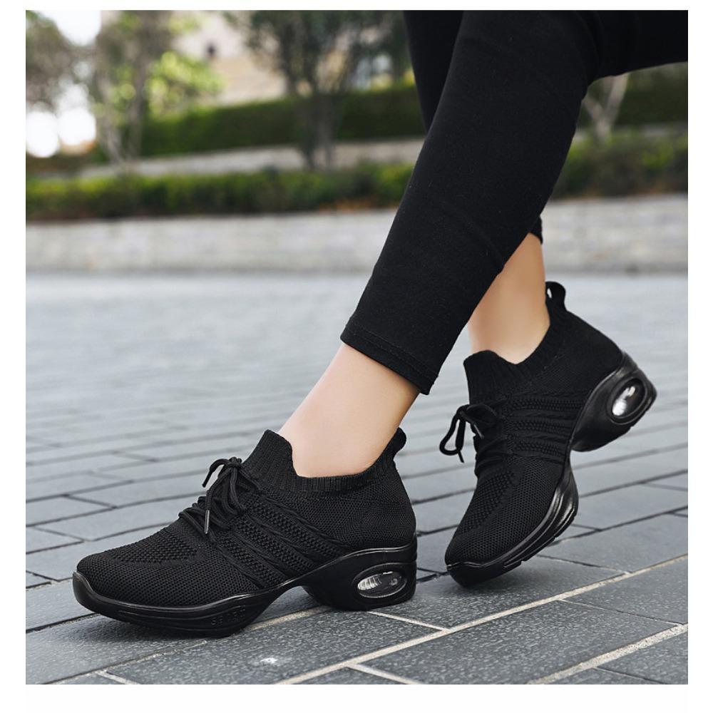 JMXD Women Shoes Flyknit Platform Dance Sneakers Air Cushion Casual Shoes Fashion Height Increasing Comfortable Trendy Walking Trainers