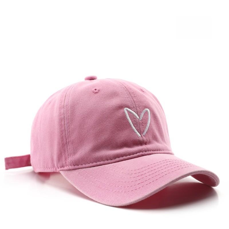 Vintage Waterwashed Cotton Baseball Cap With Embroidered Heart For Streetwear And Sun Protection