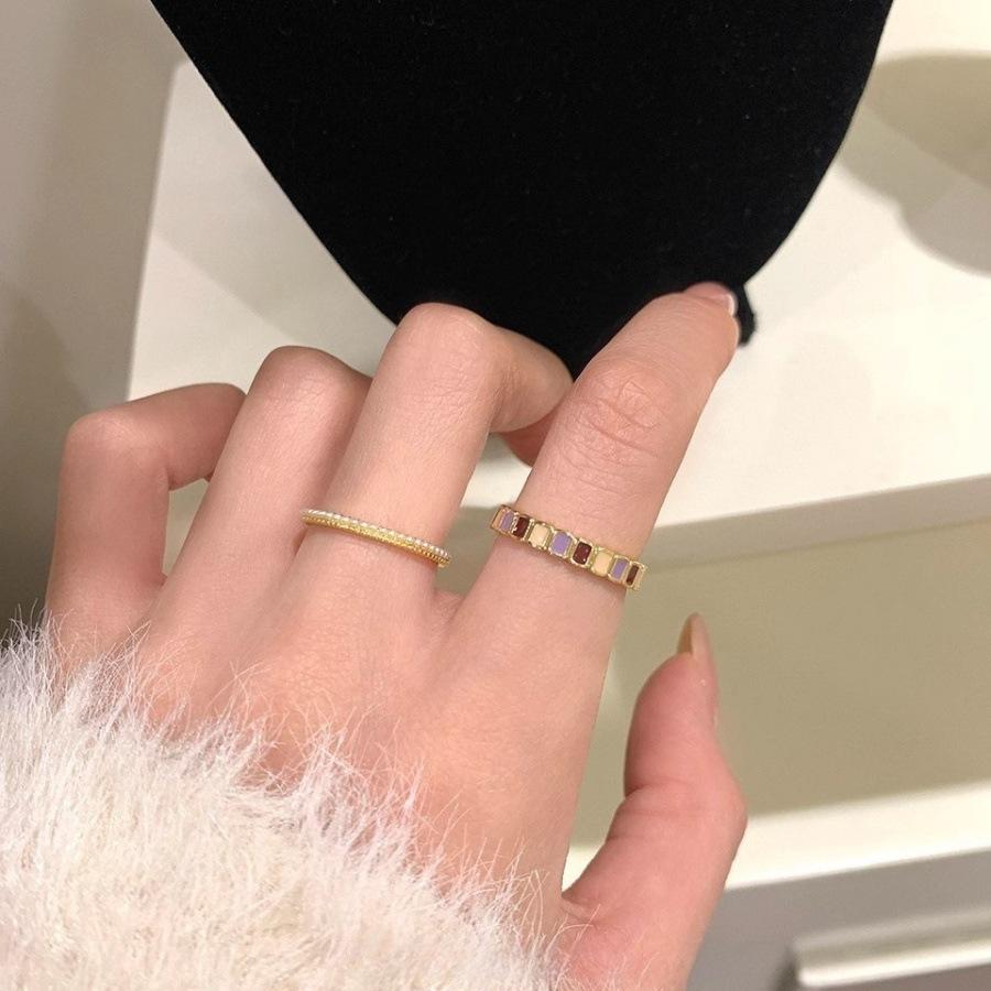 Caramel taro colored drip glaze ring does not fade light luxury index finger ring niche design versatile ring