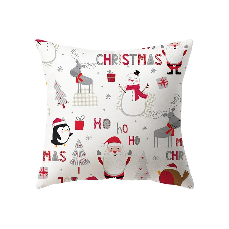 Merry Christmas Cute Santa Claus Snowman Print Pattern Cushion Cover Home Living Room Sofa Decoration Pillow