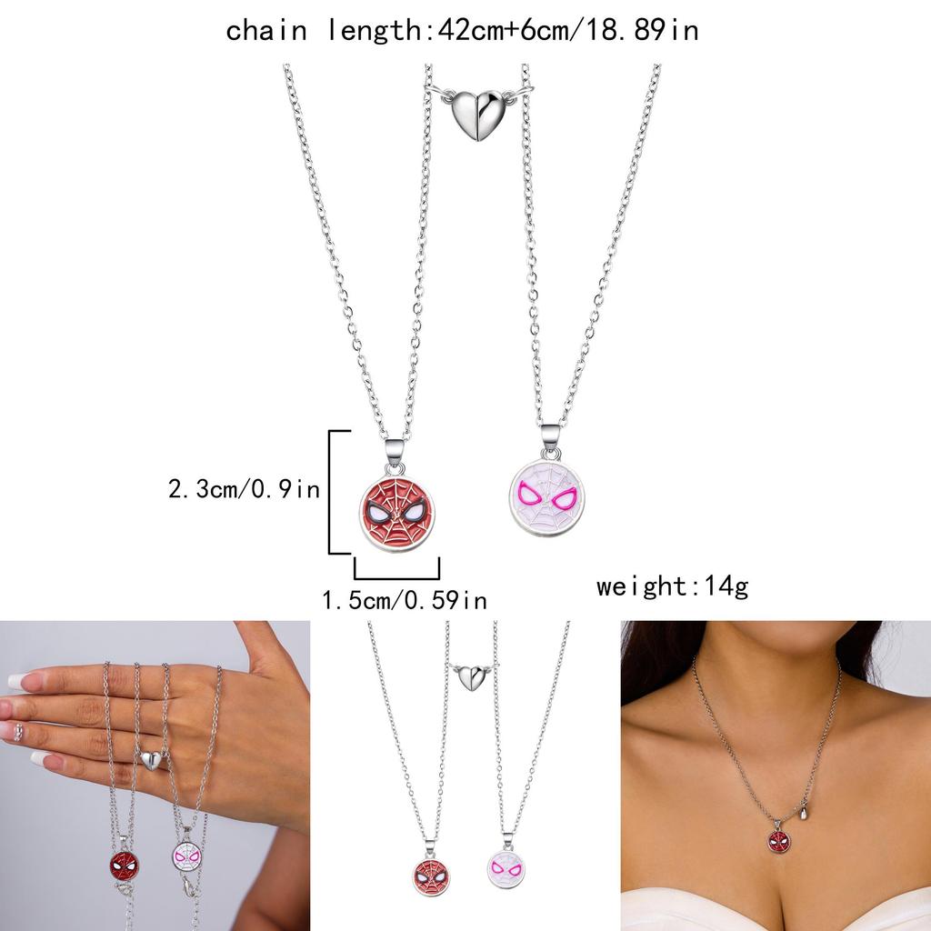 Spiderman Paar Magnetische Halskette mit Geometrischem Anhänger für Frauen