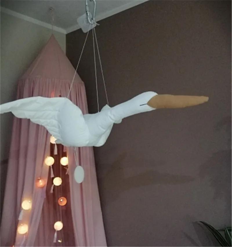 Creative Wall Hanging Swan Plush Stuffed Doll Fabric Family Bedroom Nursery Room Decor Hanging Ornaments Baby Soothing Pillow