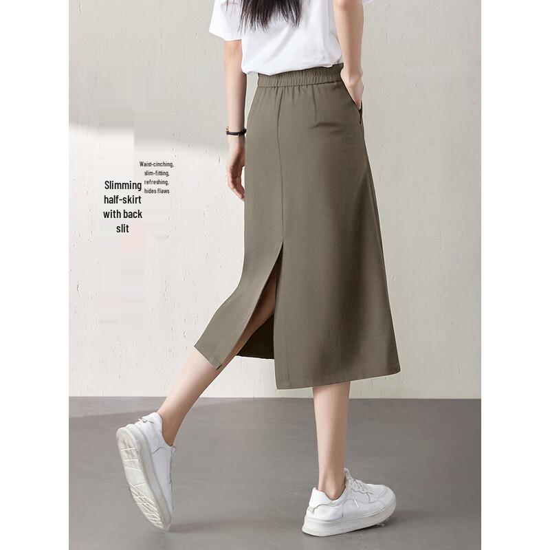 Women's High-Waist Slit Pencil Midi Skirt