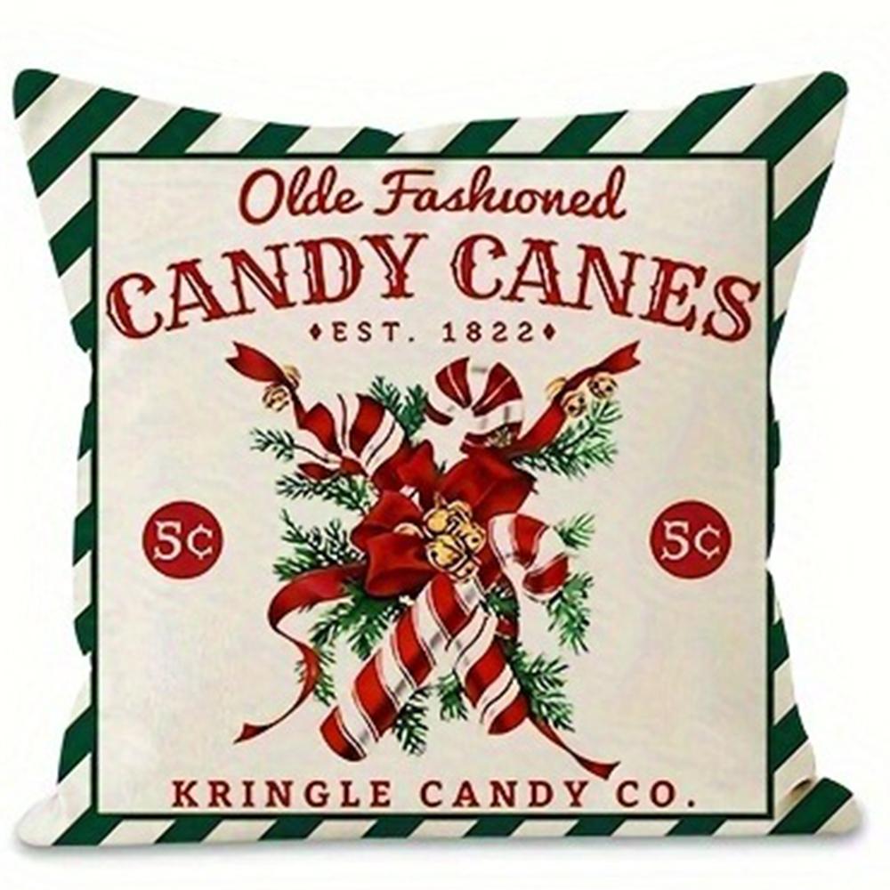 Christmas Theme Pillowcase Santa Claus Carriage Pillow Cover Suitable for Home Room Living Room Sofa Cushion Cover Gift