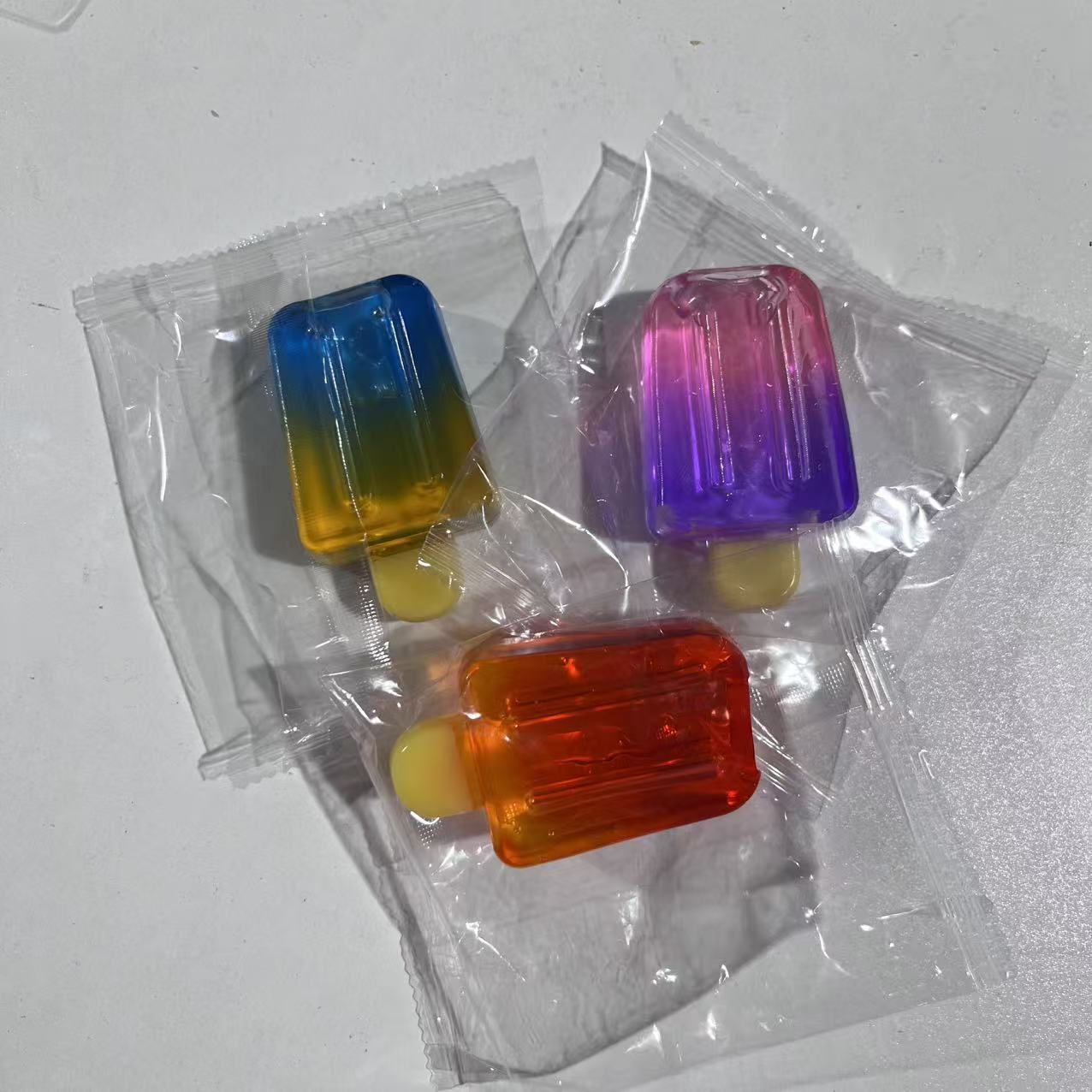 Rainbow Gradual Change Vent Popsicle Pinch Music Decompression Toy Ice Cream Decompression Ice Cream Maltose Slow Rebound *2pcs